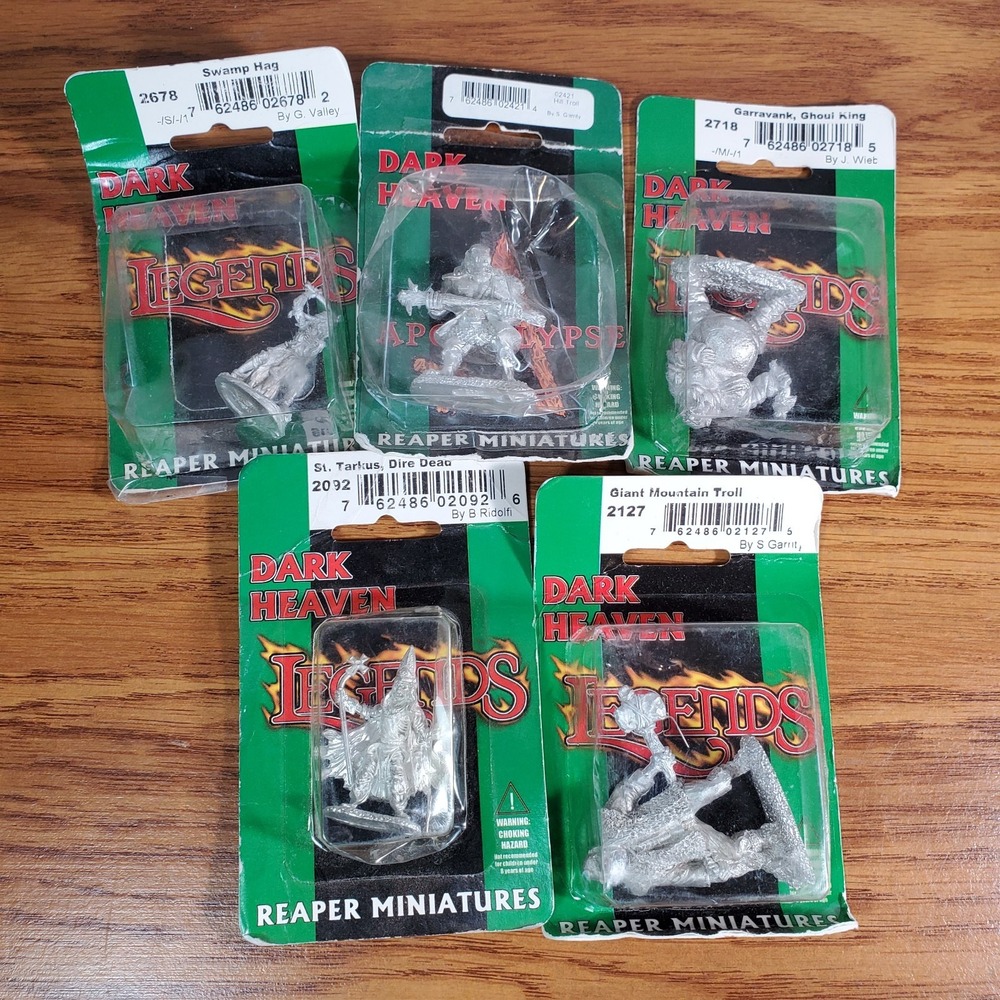 5 Metal Fantasy Reaper Miniatures Lot Monsters D&D RPG Troll Undead Hag Ghoul